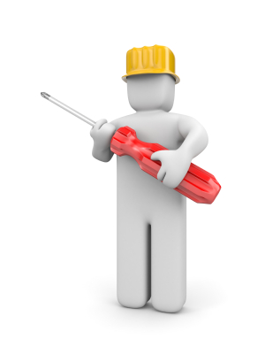 Worker with screwdriver
